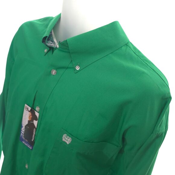 Cinch NWT Men's XL Flip Cuff Button Shirt Long Sleeve Green NEW - Picture 3 of 11